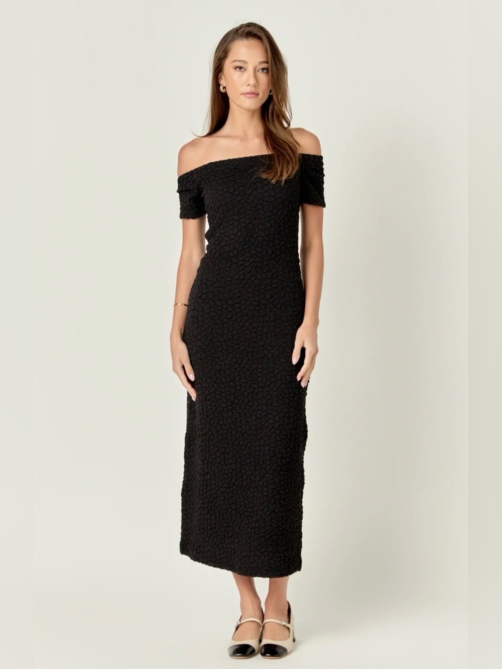 🩷Firm Price🩷 English factory off the shoulder textured midi dress